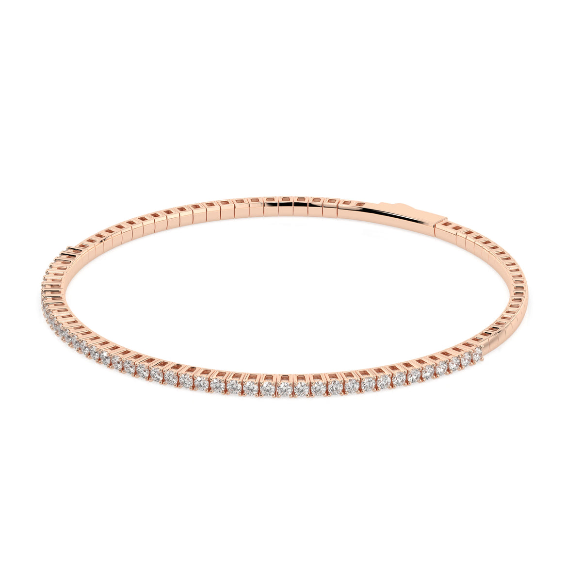 Natural diamond tennis bracelet 0.86ct in solid gold, view 8, by Qutahia Jewelry