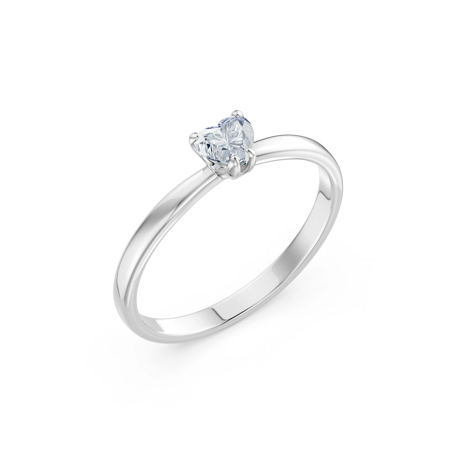 Solitaire Diamond Ring Heart 0.3ct by Qutahia Jewellery