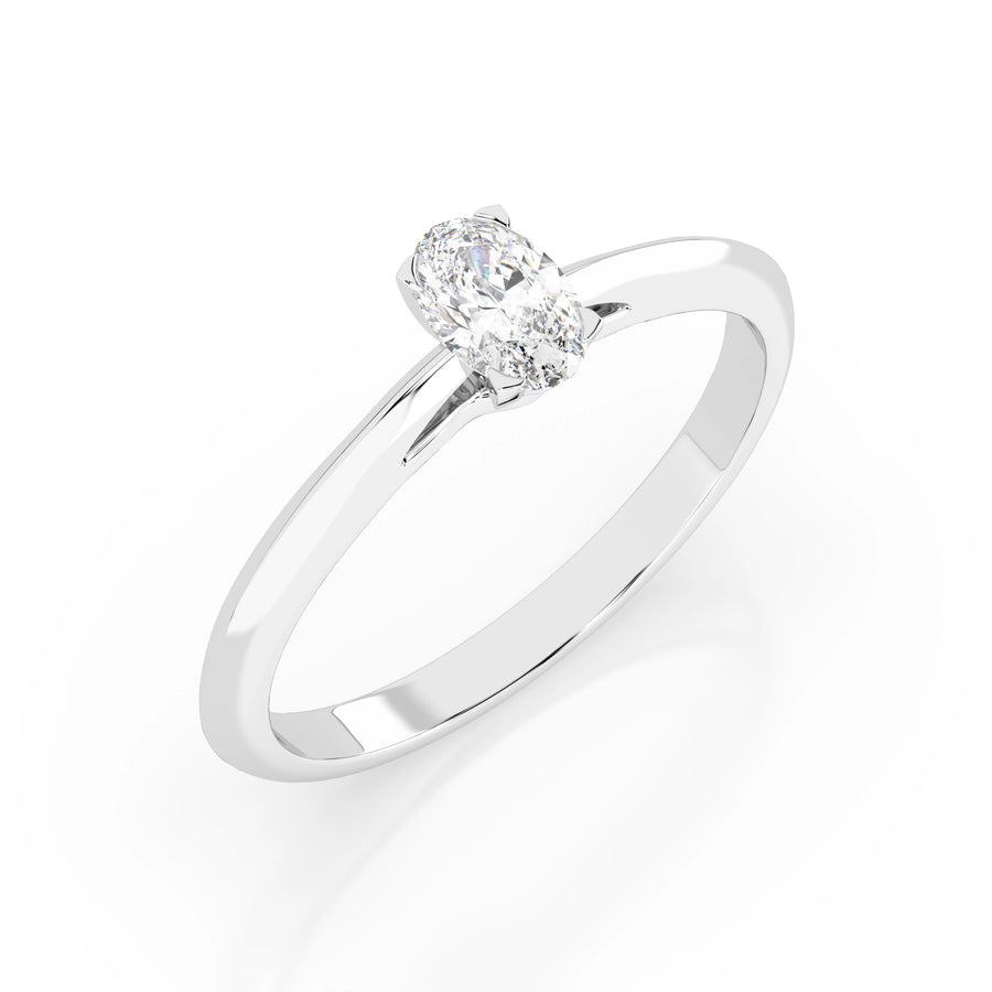 Solitaire Diamond Ring Oval 0.3ct by Qutahia Jewellery