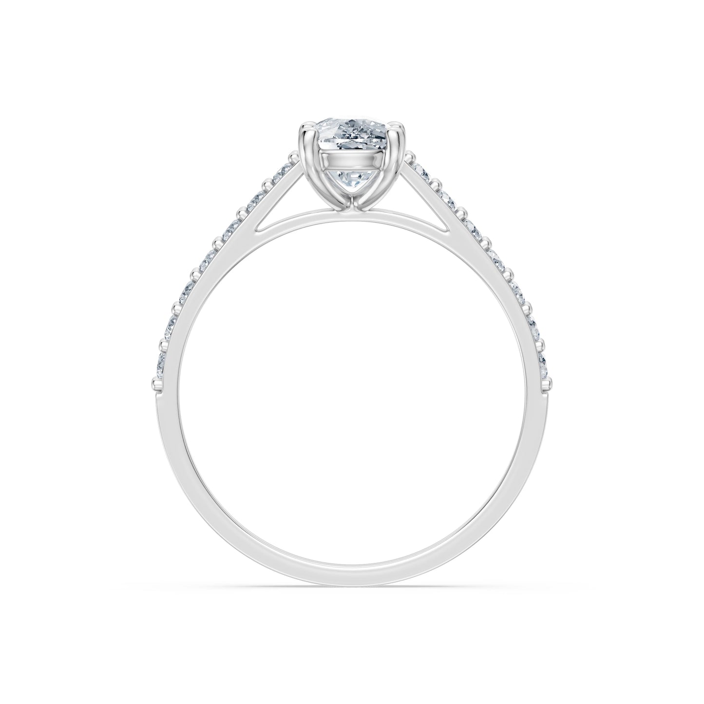 Cushion Lab Grown Diamond Slim Pave Eternity Ring 1.0ct by Qutahia Jewellery