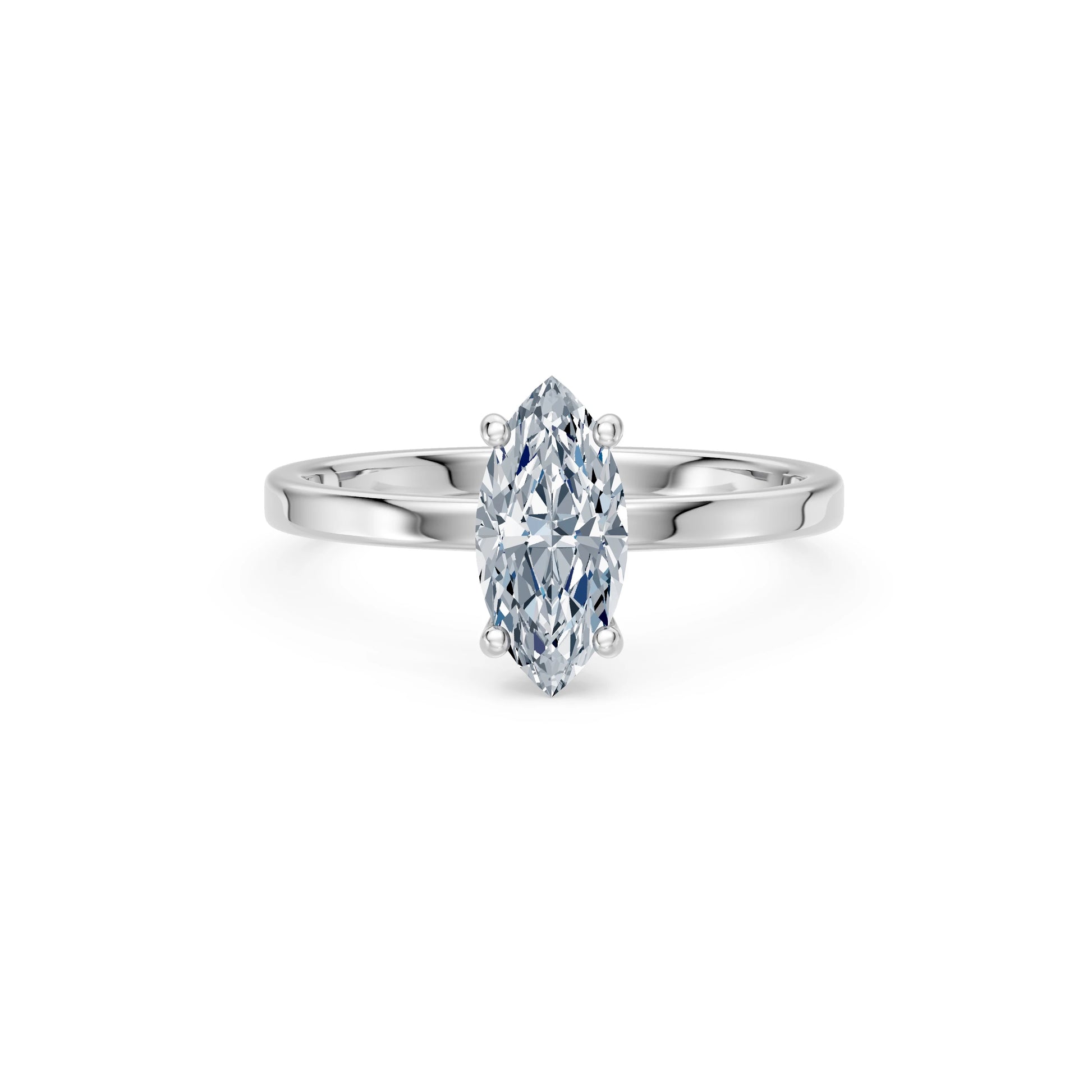 Marquise Lab Grown Diamond Solitaire Engagement Ring 1.0ct by Qutahia Jewellery
