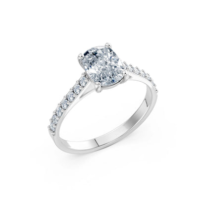 Cushion Lab Grown Diamond Pave Eternity Ring 1.5ct by Qutahia Jewellery