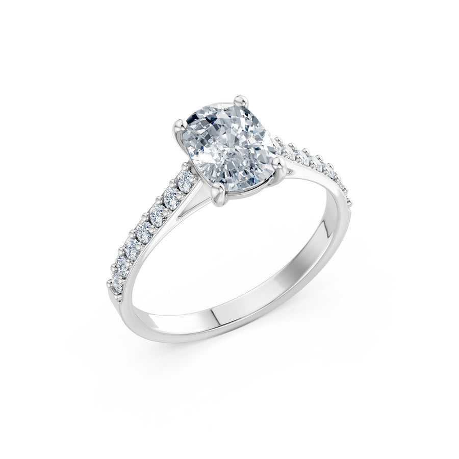 Cushion Lab Grown Diamond Pave Eternity Ring 1.5ct by Qutahia Jewellery