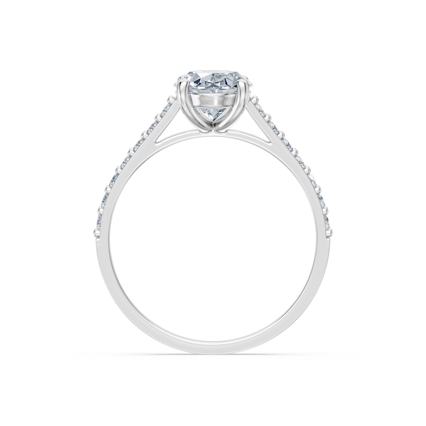 Oval Lab Grown Diamond Slim Pave Eternity Ring 1.5ct by Qutahia Jewellery
