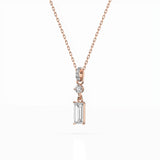 Diamond Pendant Necklace Baguette 0.04ct by Qutahia Jewellery