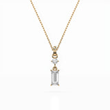 Diamond Pendant Necklace Baguette 0.04ct by Qutahia Jewellery