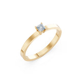 Solitaire Diamond Ring Princess 0.17ct by Qutahia Jewellery