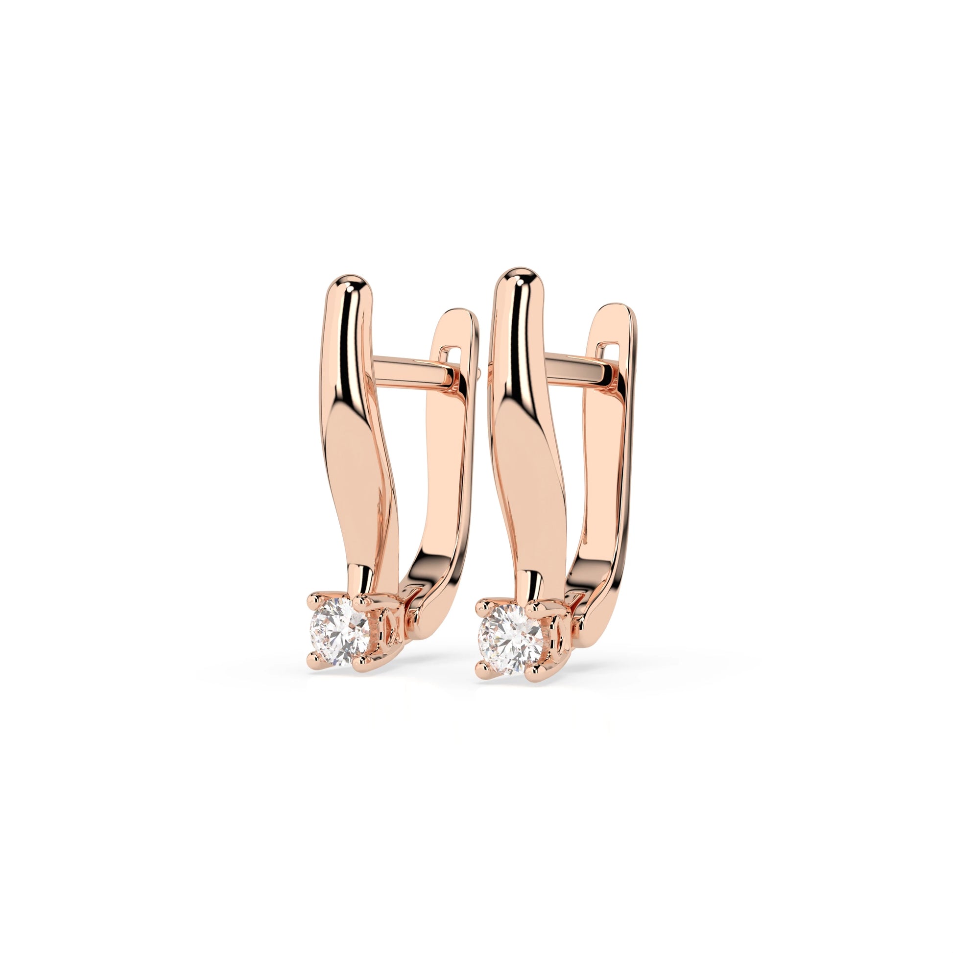 Solitaire English Lock Earring (Round), 0.12 ct — 102-10035(2.5)