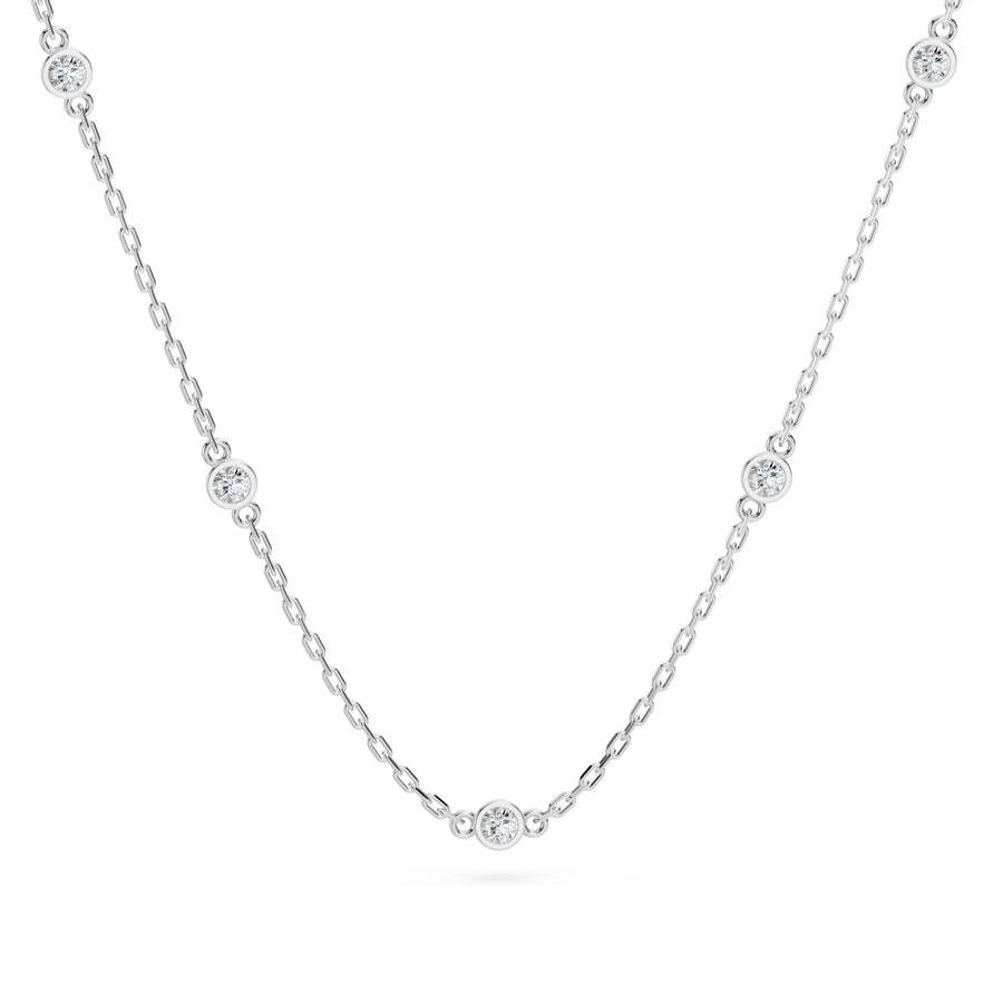 Delicate Diamond Necklace Round 0.14ct by Qutahia Jewellery