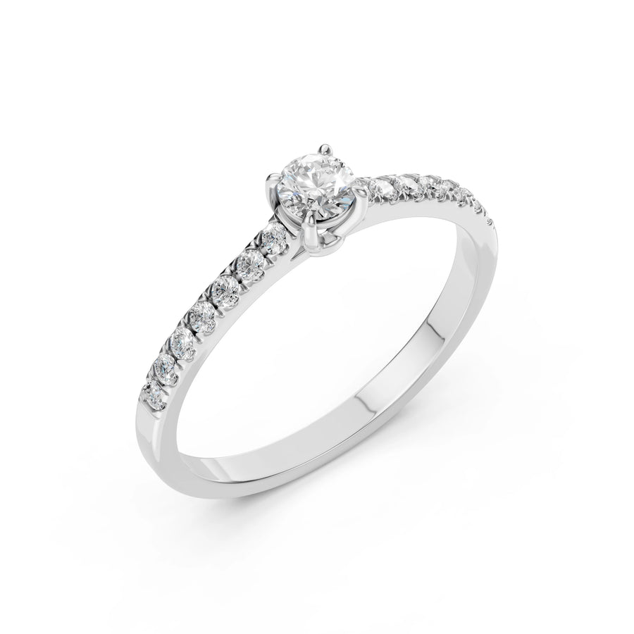Solitaire Eternity Diamond Ring Round 0.3ct by Qutahia Jewellery