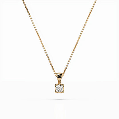 Solitaire Necklace (Round), 0.08 ct — 104-10013(2.7)