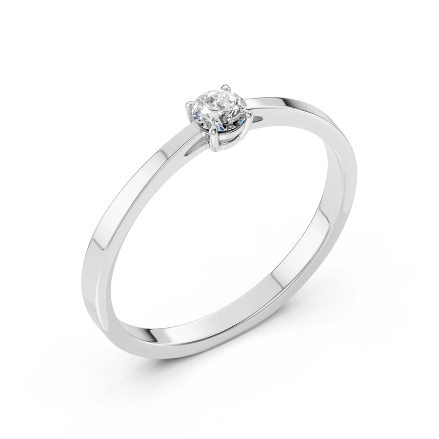 Solitaire Diamond Ring Round 0.15ct by Qutahia Jewellery