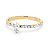 Solitaire Eternity Diamond Ring Marquise 0.15ct by Qutahia Jewellery
