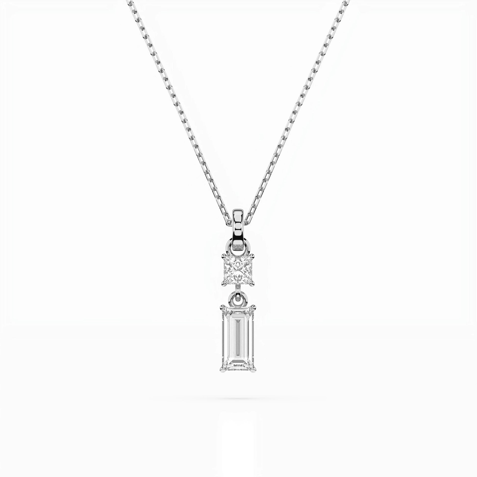 Solitaire Necklace (Baguette), 0.1 ct — 104-10071/1(0.30)BAQ