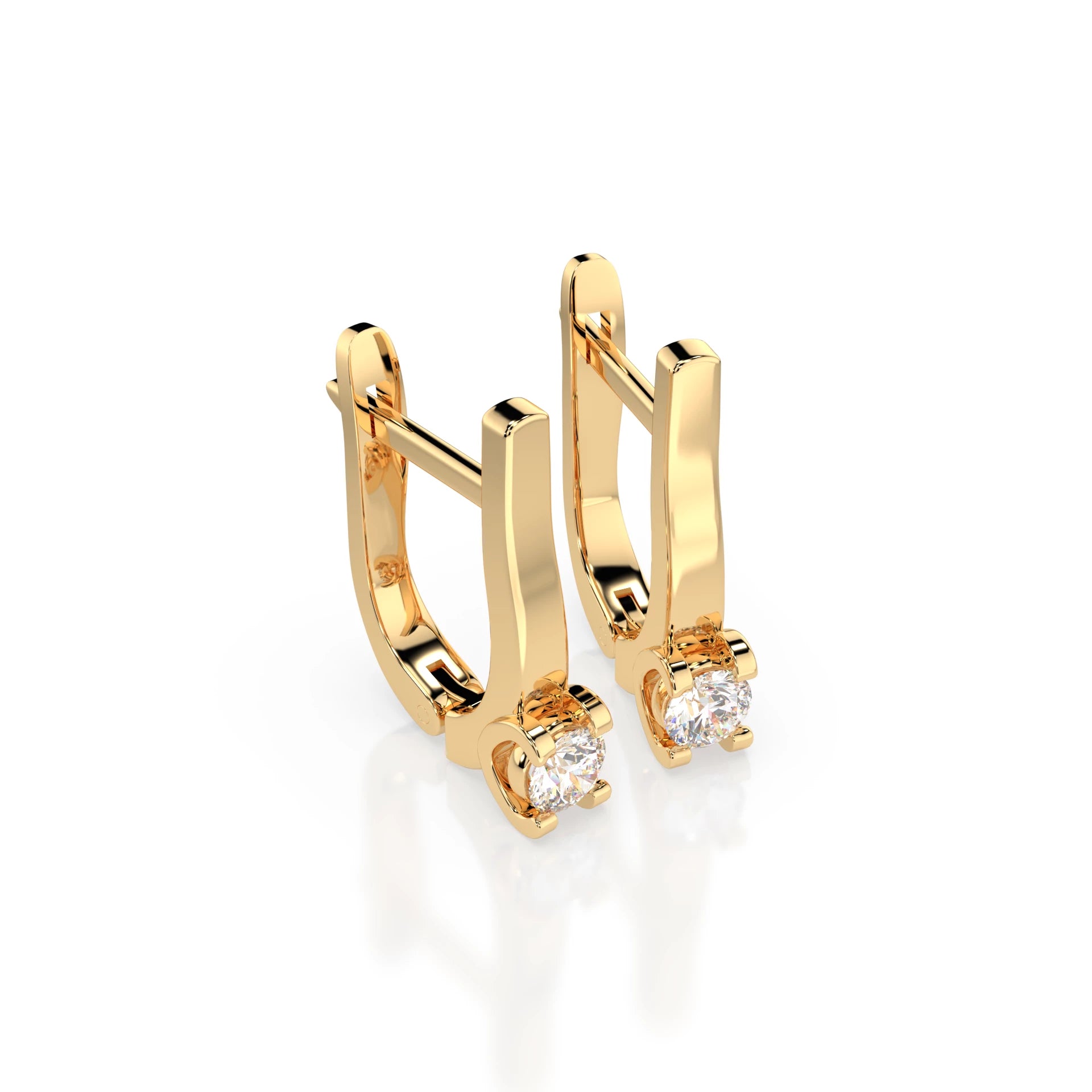 Solitaire English Lock Earring (Round), 0.2 ct — 102-10022(3.0)