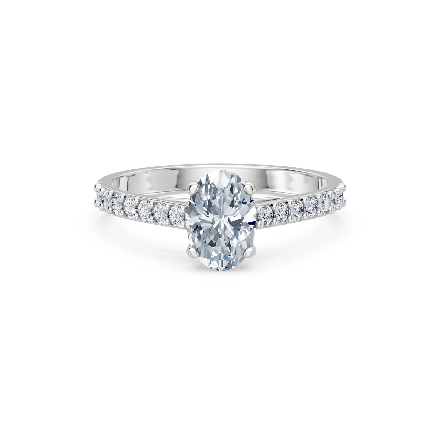 Oval Lab Grown Diamond Slim Pave Eternity Ring 1.0ct by Qutahia Jewellery