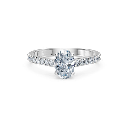Oval Lab Grown Diamond Slim Pave Eternity Ring 1.0ct by Qutahia Jewellery