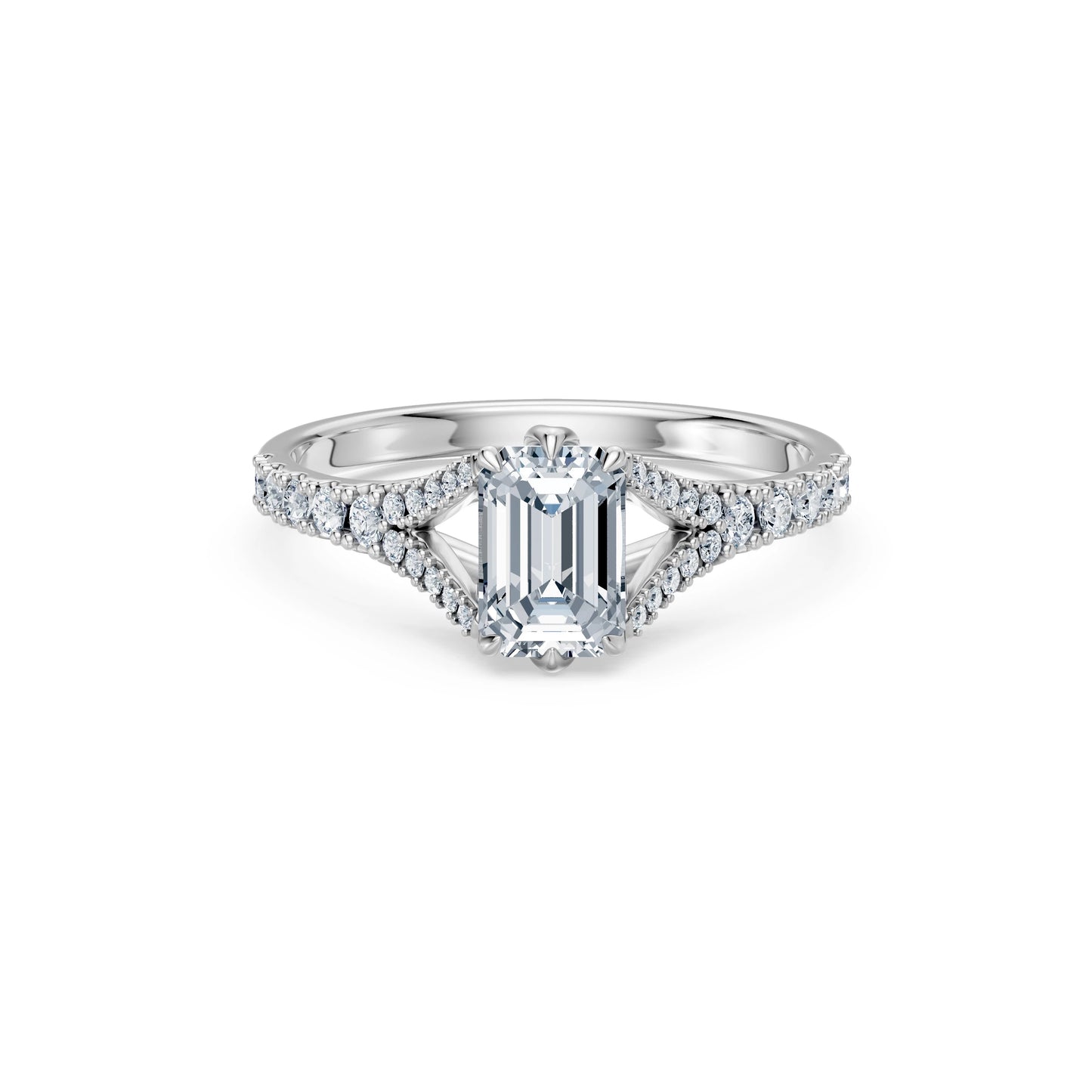 Emerald Lab Grown Diamond Micro Pave Eternity Ring 1.0ct by Qutahia Jewellery