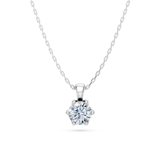 Round Brilliant Diamond Solitaire Necklace 0.5ct by Qutahia Jewellery