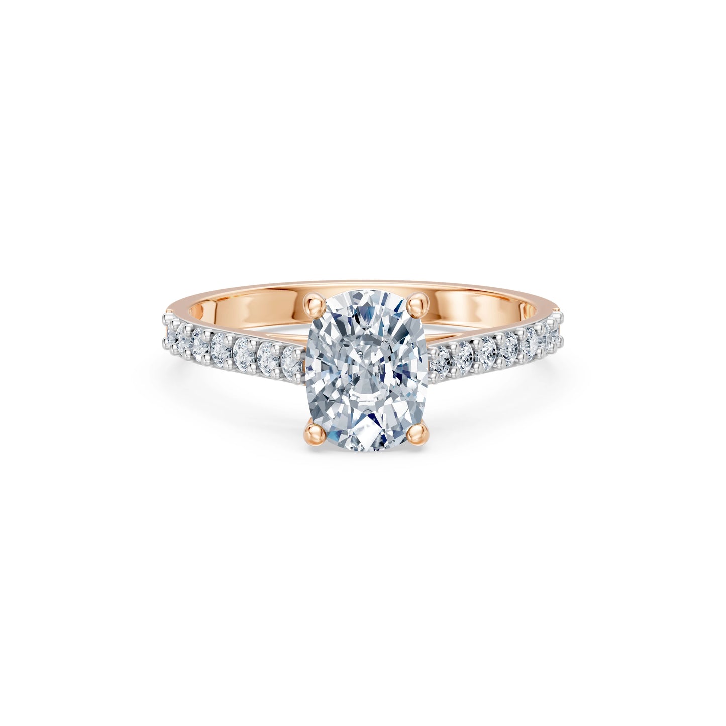 Cushion Lab Grown Diamond Pave Eternity Ring 1.5ct by Qutahia Jewellery