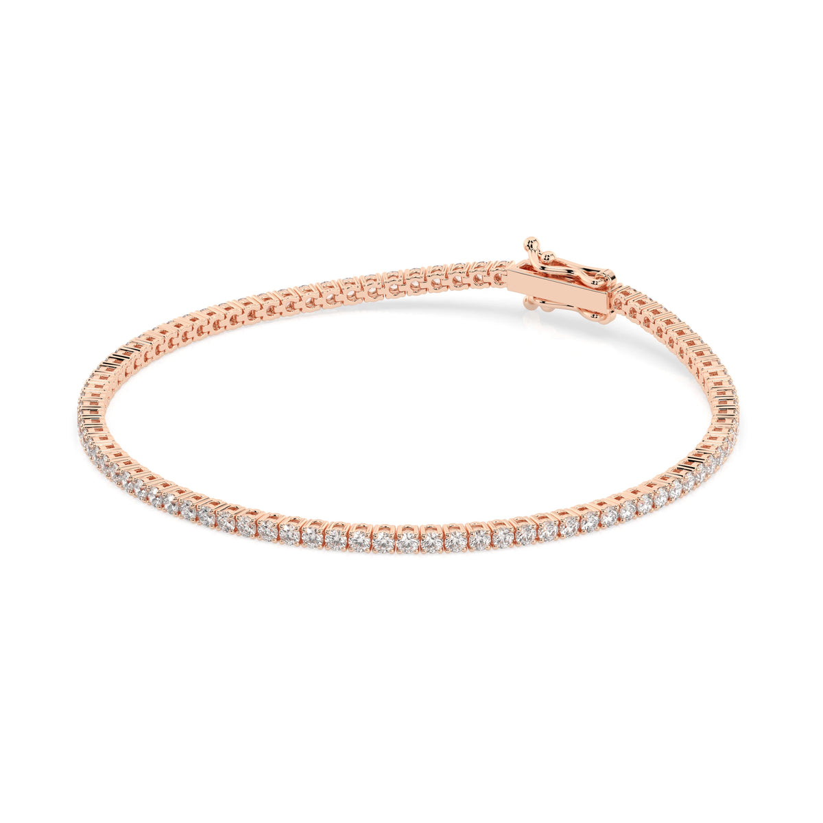 14k gold tennis bracelet 1.8ct with round diamonds, view 8, by Qutahia Jewelry