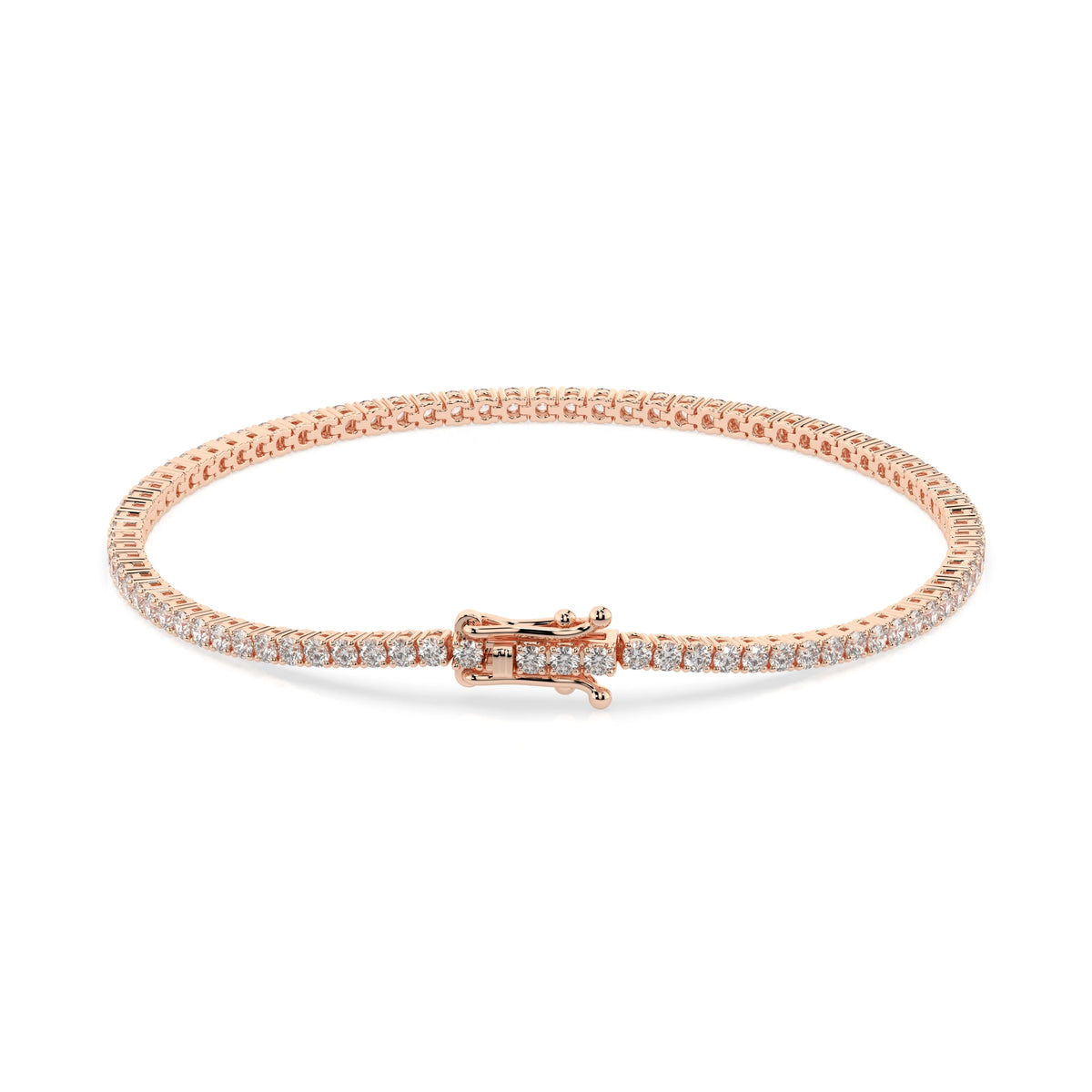 14k gold tennis bracelet 1.8ct with round diamonds, view 9, by Qutahia Jewelry