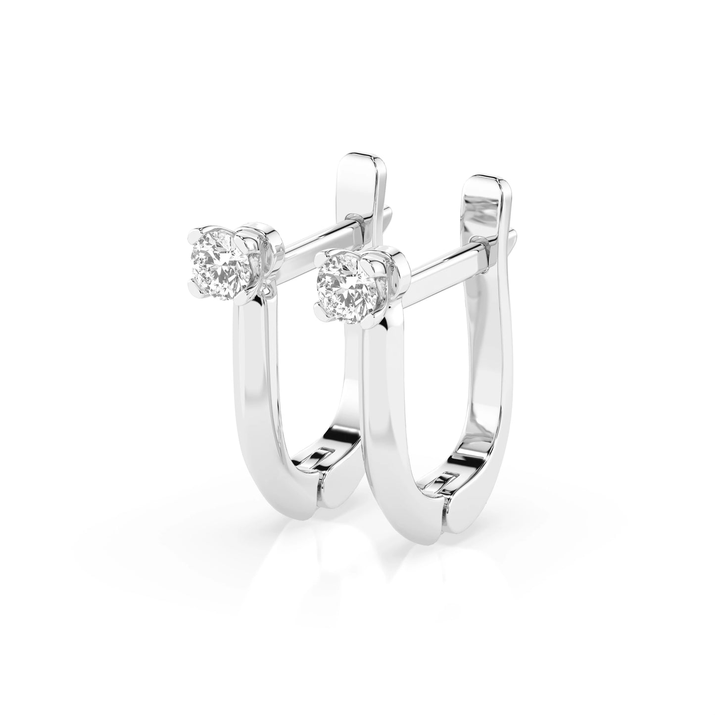 Solitaire English Lock Earring (Round), 0.12 ct — 102-10089(2.5)