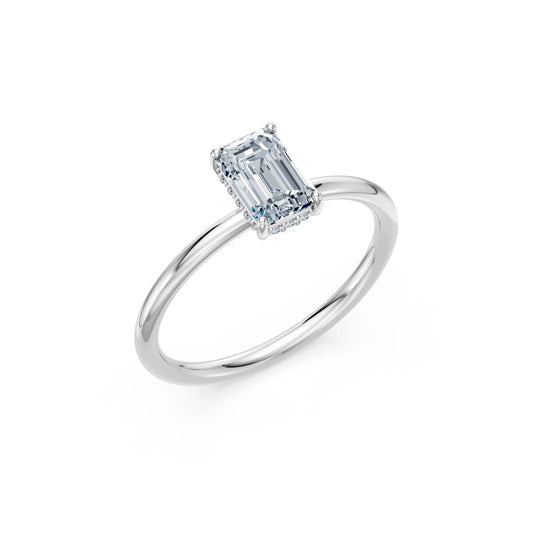 Emerald Lab Grown Diamond Micro Pave Engagement Ring 1.0ct by Qutahia Jewellery