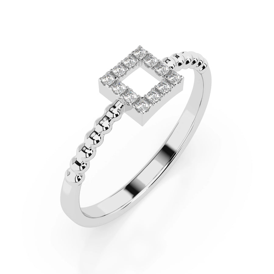 Minimalist Diamond Ring Round 0.07ct by Qutahia Jewellery