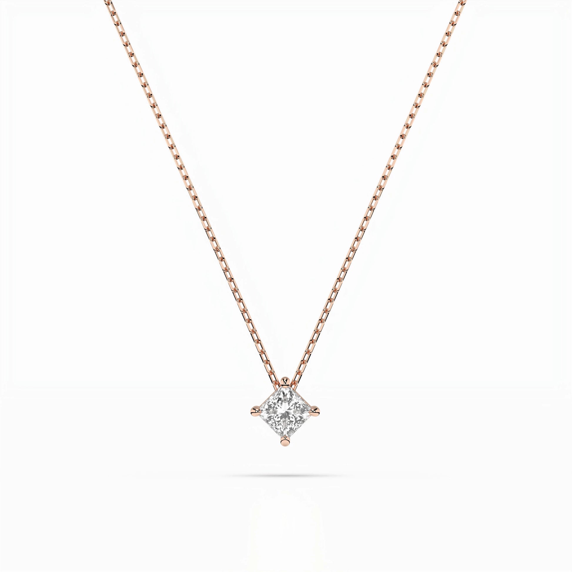 Solitaire Necklace (Princess), 0.1 ct — 104-10055(2.5)PR