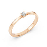 Solitaire Diamond Ring Round 0.1ct by Qutahia Jewellery