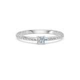 Solitaire Diamond Ring Princess 0.17ct by Qutahia Jewellery