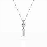 Diamond Pendant Necklace Baguette 0.04ct by Qutahia Jewellery
