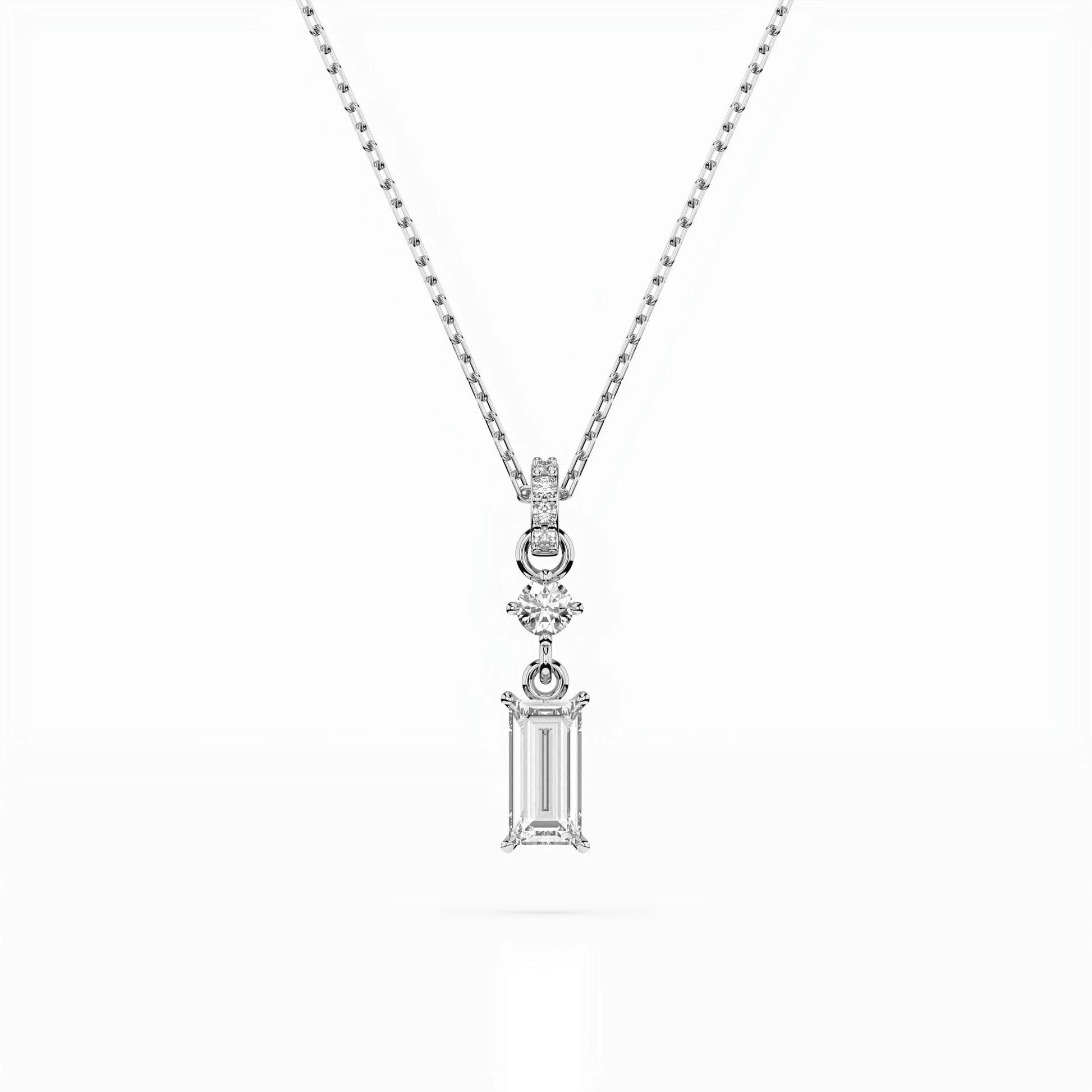 Solitaire Necklace (Baguette), 0.04 ct — 104-10071/3(0.30)BAQ
