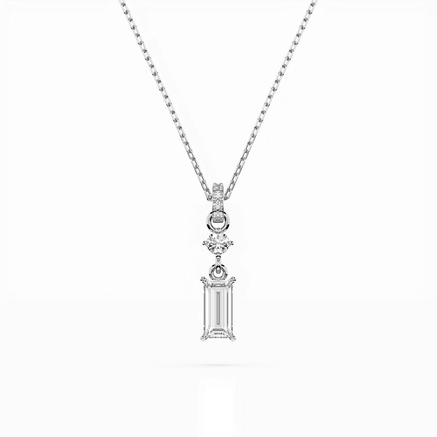 Diamond Pendant Necklace Baguette 0.04ct by Qutahia Jewellery