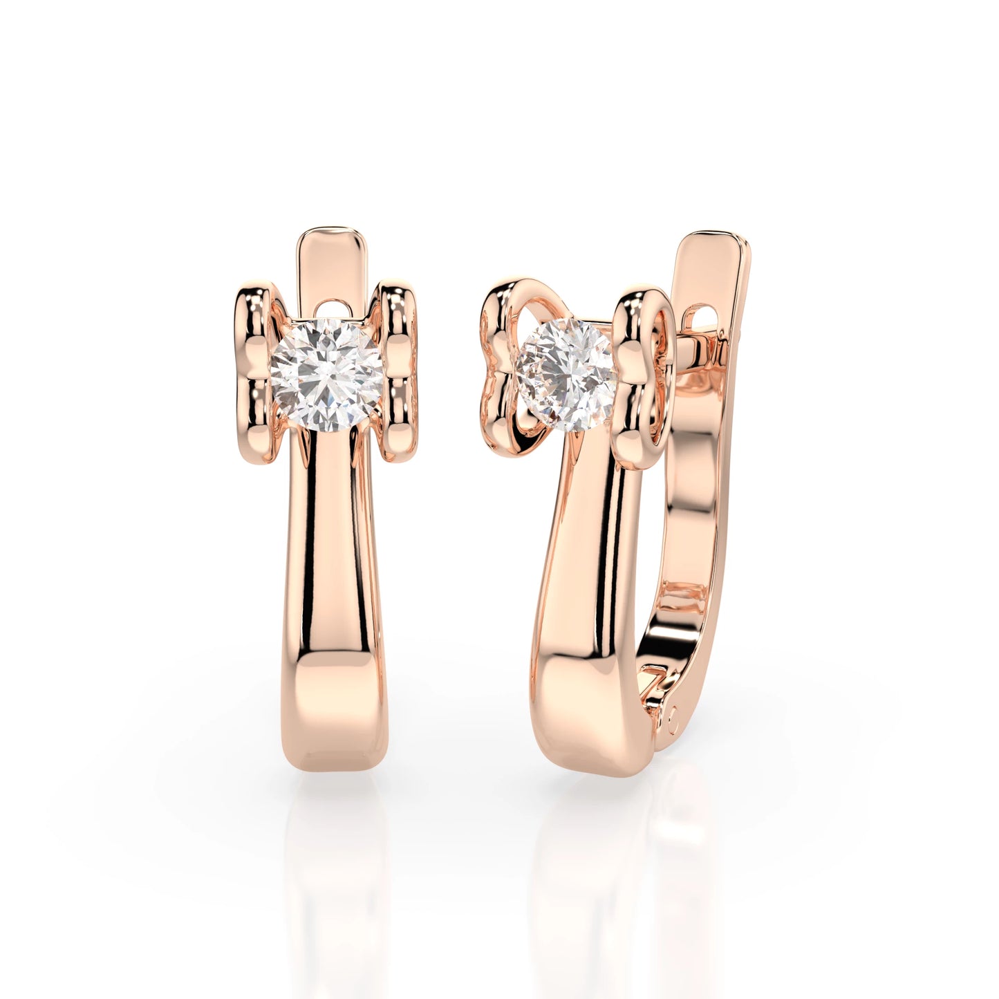 Solitaire English Lock Earring (Round), 0.2 ct — 102-10013(3.0)