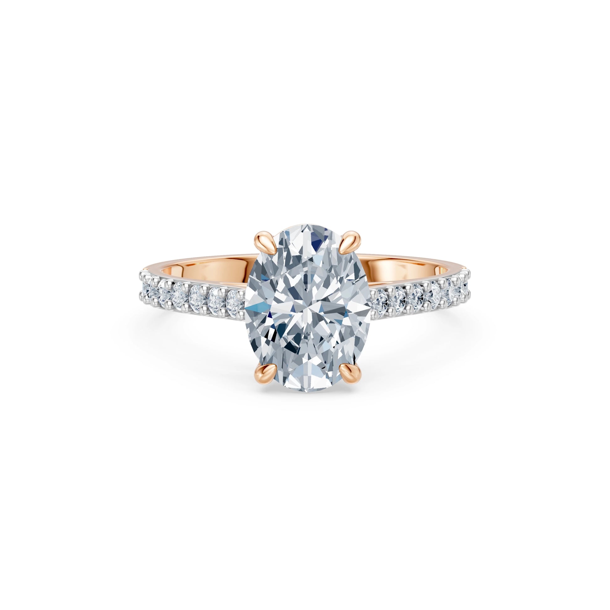 Oval Lab Grown Diamond Slim Pave Eternity Ring 2.0ct by Qutahia Jewellery