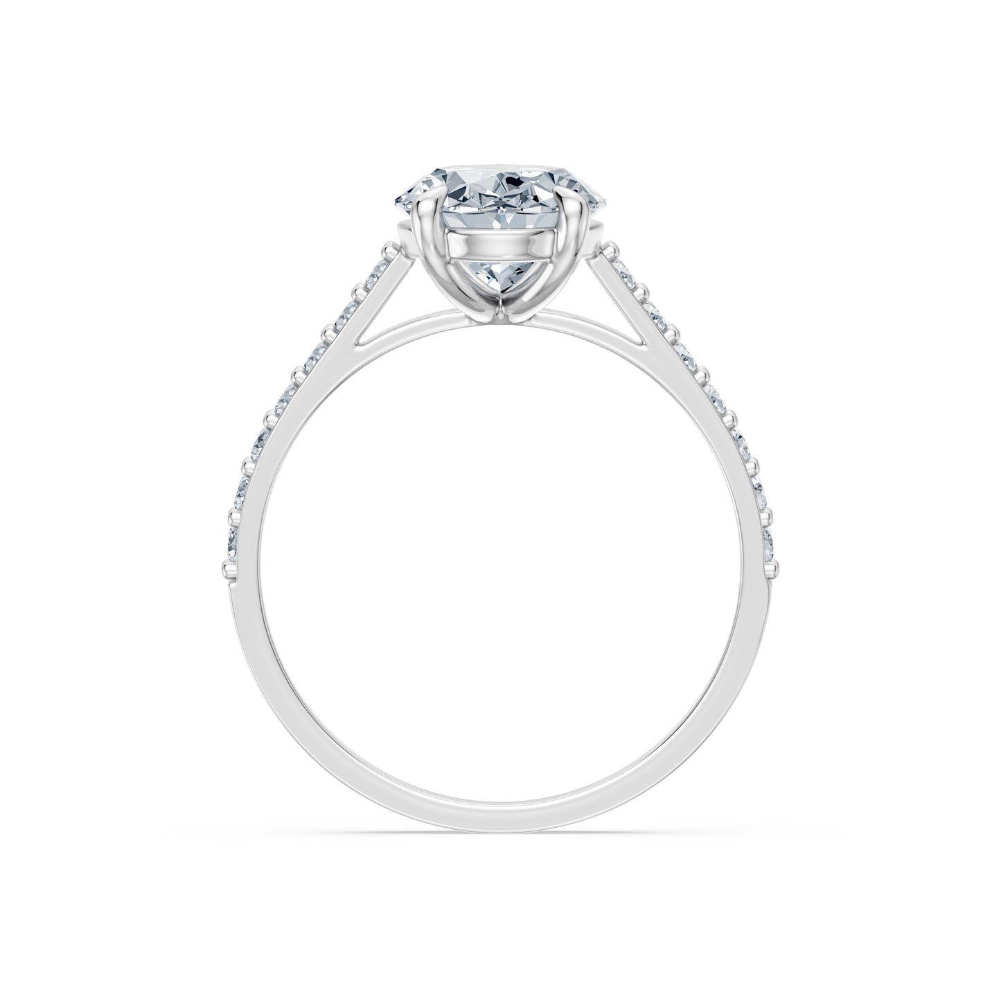 Oval Lab Grown Diamond Slim Pave Eternity Ring 2.0ct by Qutahia Jewellery