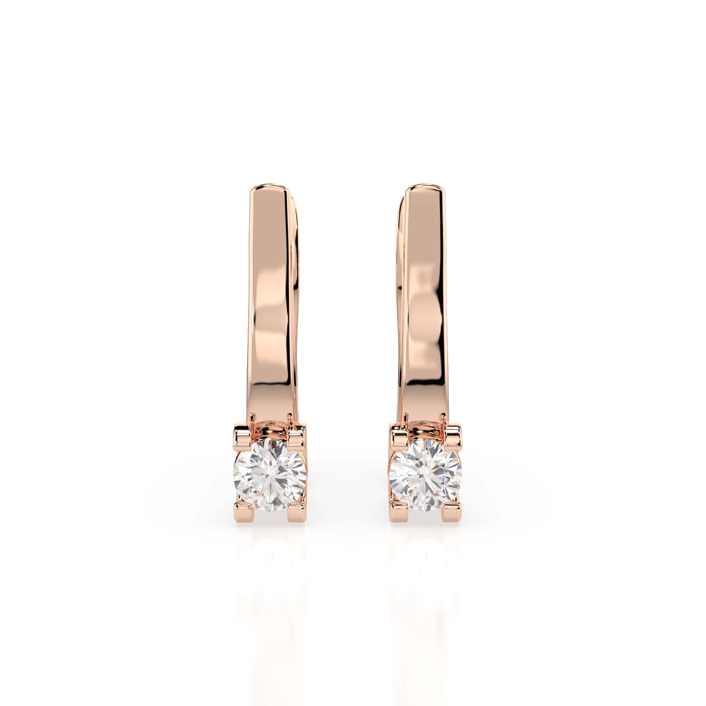 Solitaire English Lock Earring (Round), 0.3 ct — 102-10022(3.4)