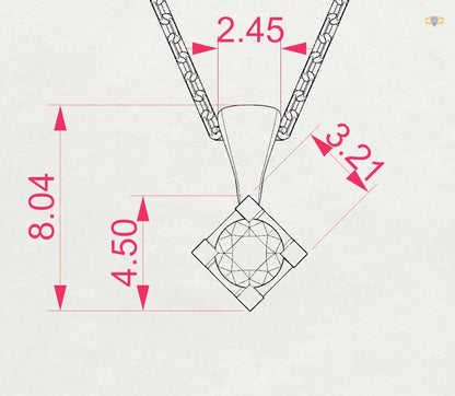 Solitaire Necklace (Round), 0.08 ct — 104-10014(2.7)