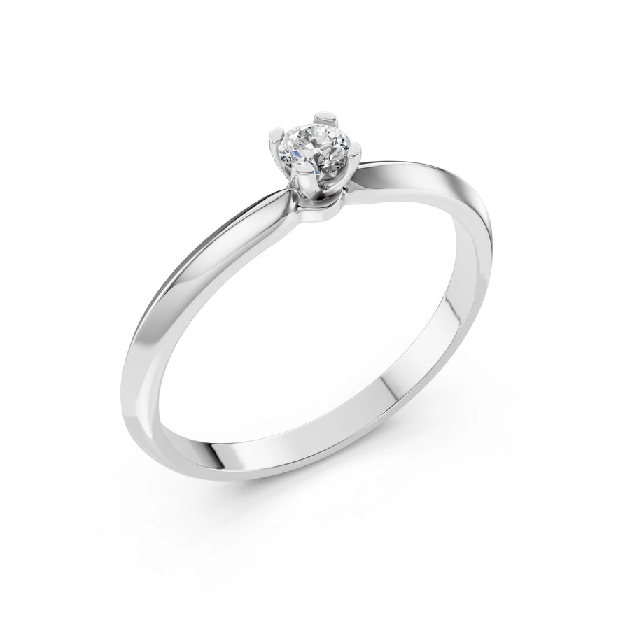 Solitaire Diamond Ring Round 0.15ct by Qutahia Jewellery