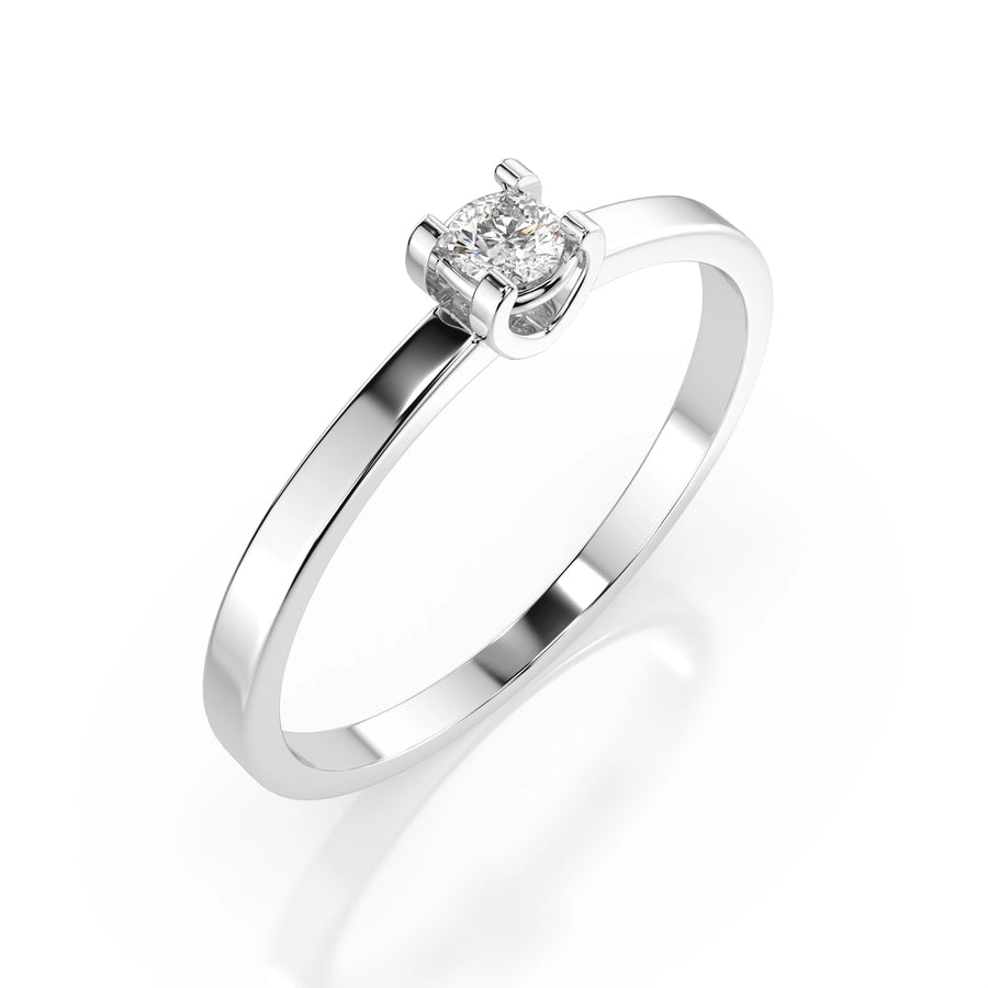 Solitaire Diamond Ring Round 0.1ct by Qutahia Jewellery