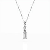 Diamond Pendant Necklace Baguette 0.04ct by Qutahia Jewellery