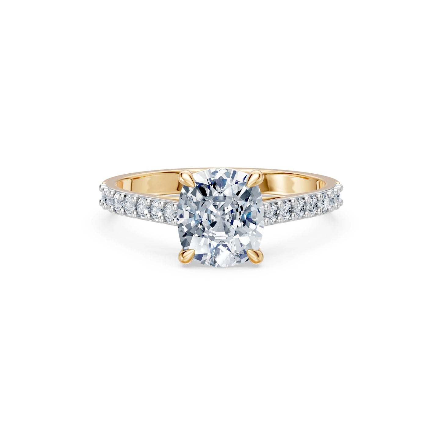 Cushion Lab Grown Diamond Slim Pave Eternity Ring 2.0ct by Qutahia Jewellery