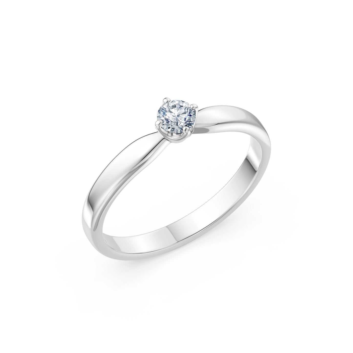 Round Brilliant Diamond Wide Solitaire Engagement Ring 0.2ct by Qutahia Jewellery