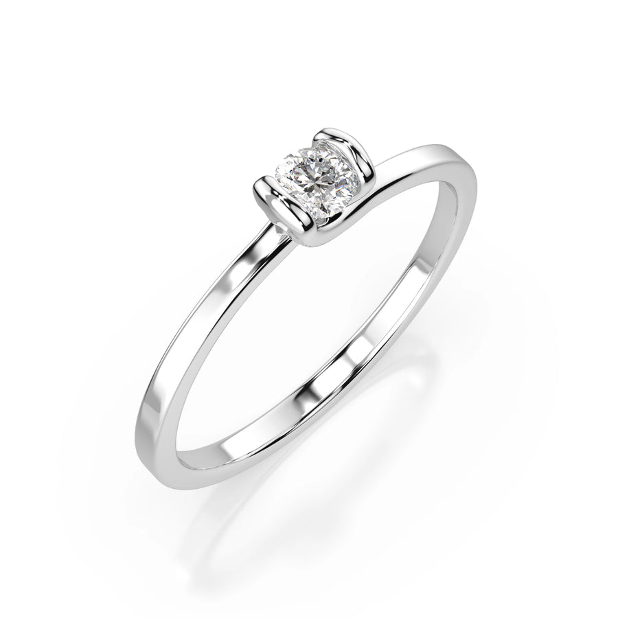 Solitaire Diamond Ring Round 0.06ct by Qutahia Jewellery