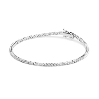 Lab created diamond tennis bracelet 0.8ct in solid gold, view 2, by Qutahia Jewelry