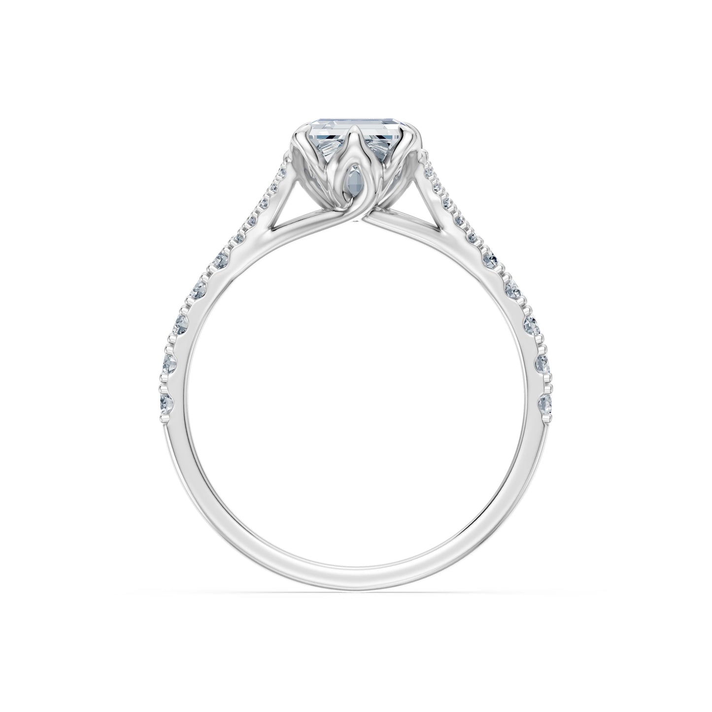 Emerald Lab Grown Diamond Micro Pave Eternity Ring 2.0ct by Qutahia Jewellery