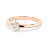 Solitaire Diamond Ring Pear 0.3ct by Qutahia Jewellery