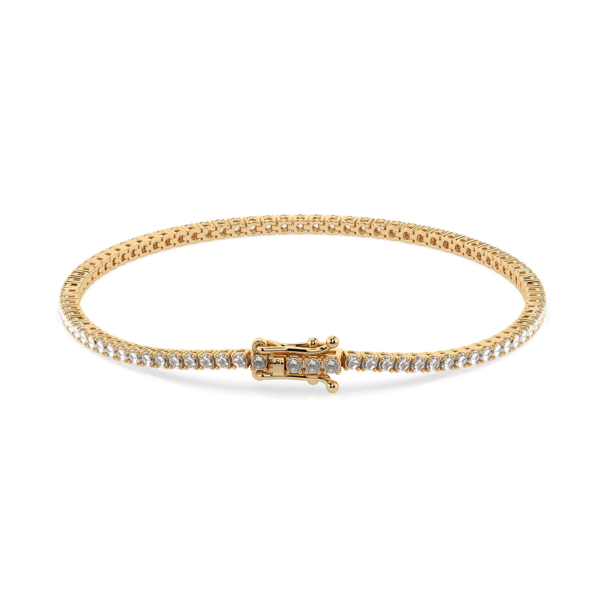 Lab created diamond tennis bracelet 0.8ct in solid gold, view 6, by Qutahia Jewelry